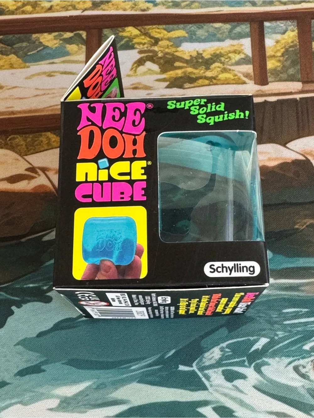 Needoh Blue Nice Cube Medium size Squish Soft Fidget Toy NWT New